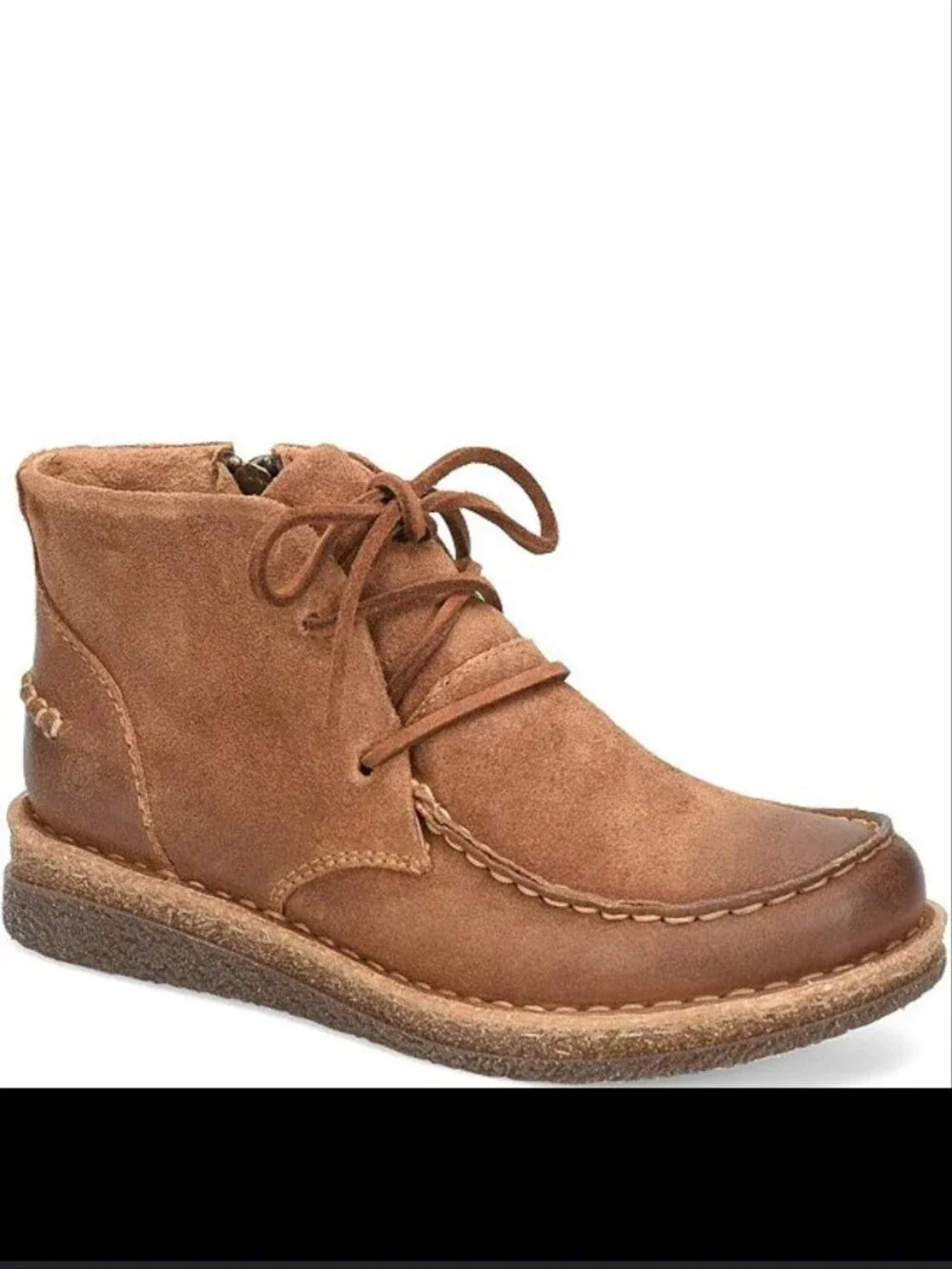 Born Analia Brown Suede Chukka Boots Lace Up Side Zip Ankle Booties Size 10